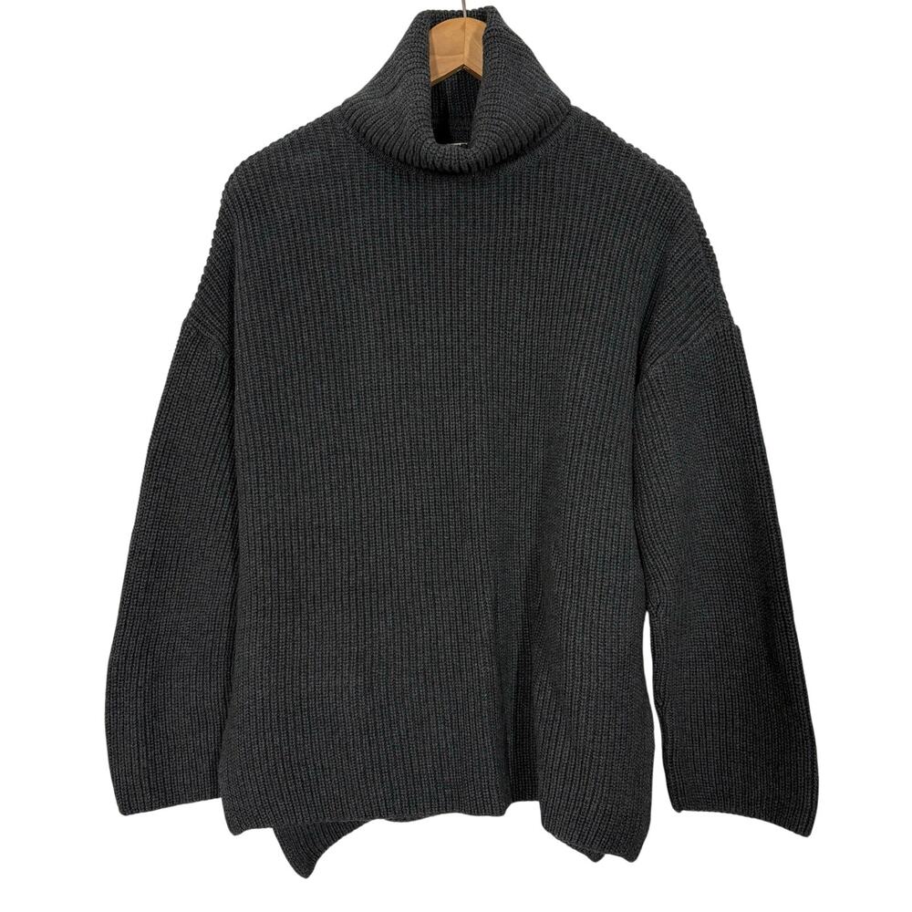 Pact Organic Chunky Knit Turtleneck Sweater Size Small Gray Minimalist  Preppy
